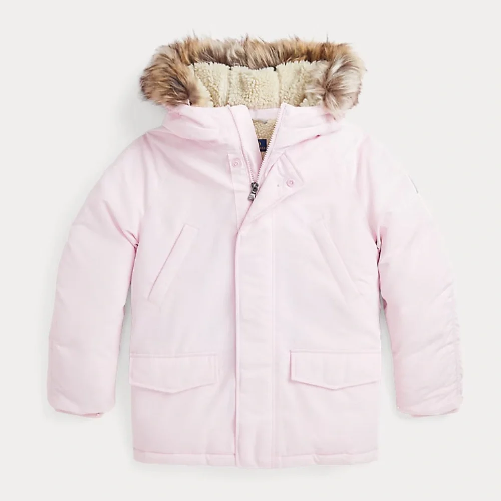 POLO RALPH LAUREN Faux-Fur-Trim Down Parka size L (12-14) NWOT